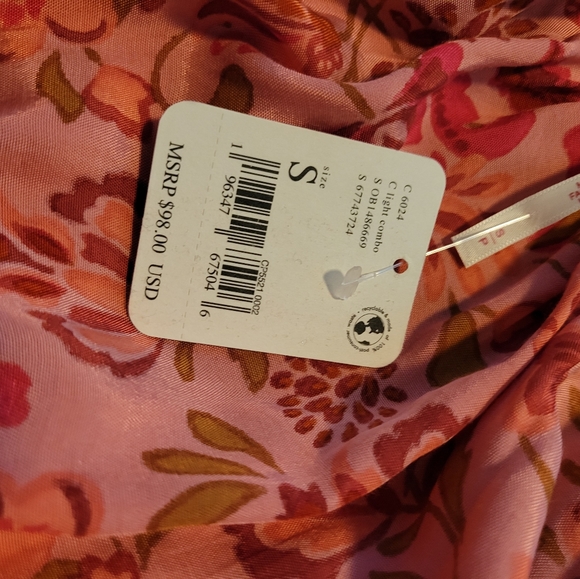 FREE PEOPLE Pixie Floral Print Plunging V-Neck Sleeveless Tie Open Back Tunic - Picture 6 of 6